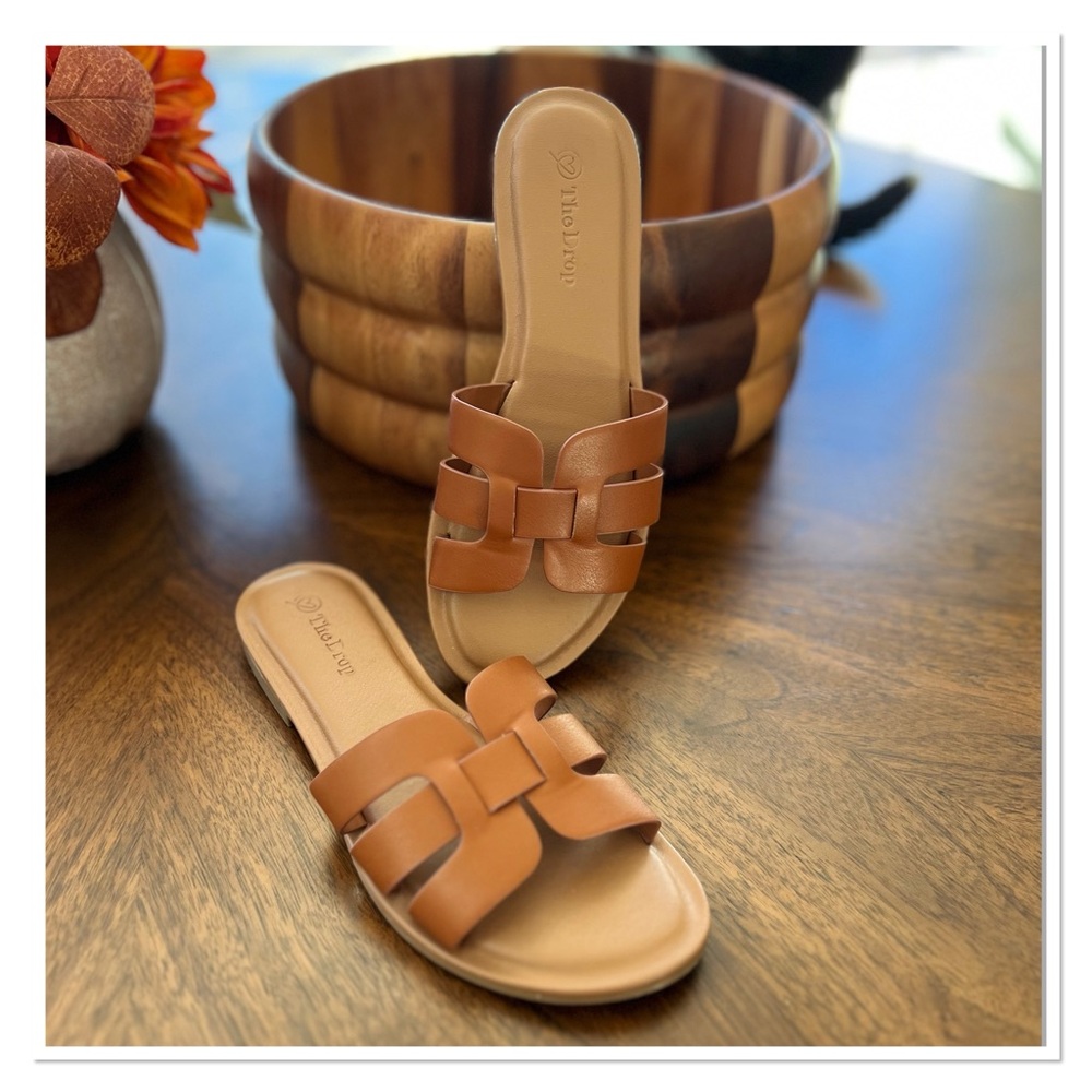 THE DROP 'Monika' Flat H-Band Slide Sandal